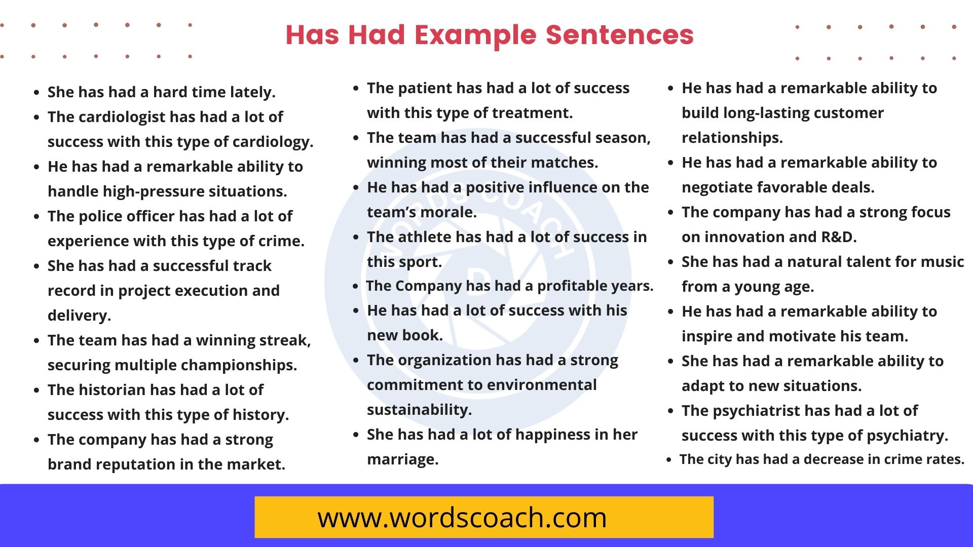 100 Has Had Example Sentences In English Grammar Word Coach