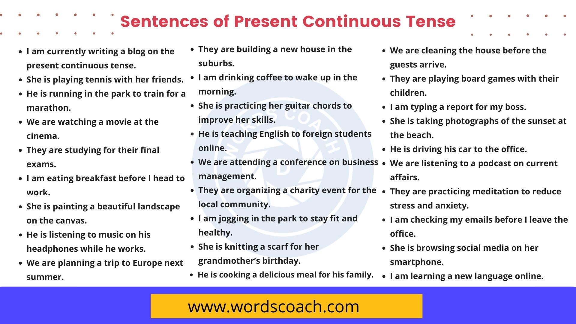 200 Sentences Of Present Continuous Tense Examples Of Present 